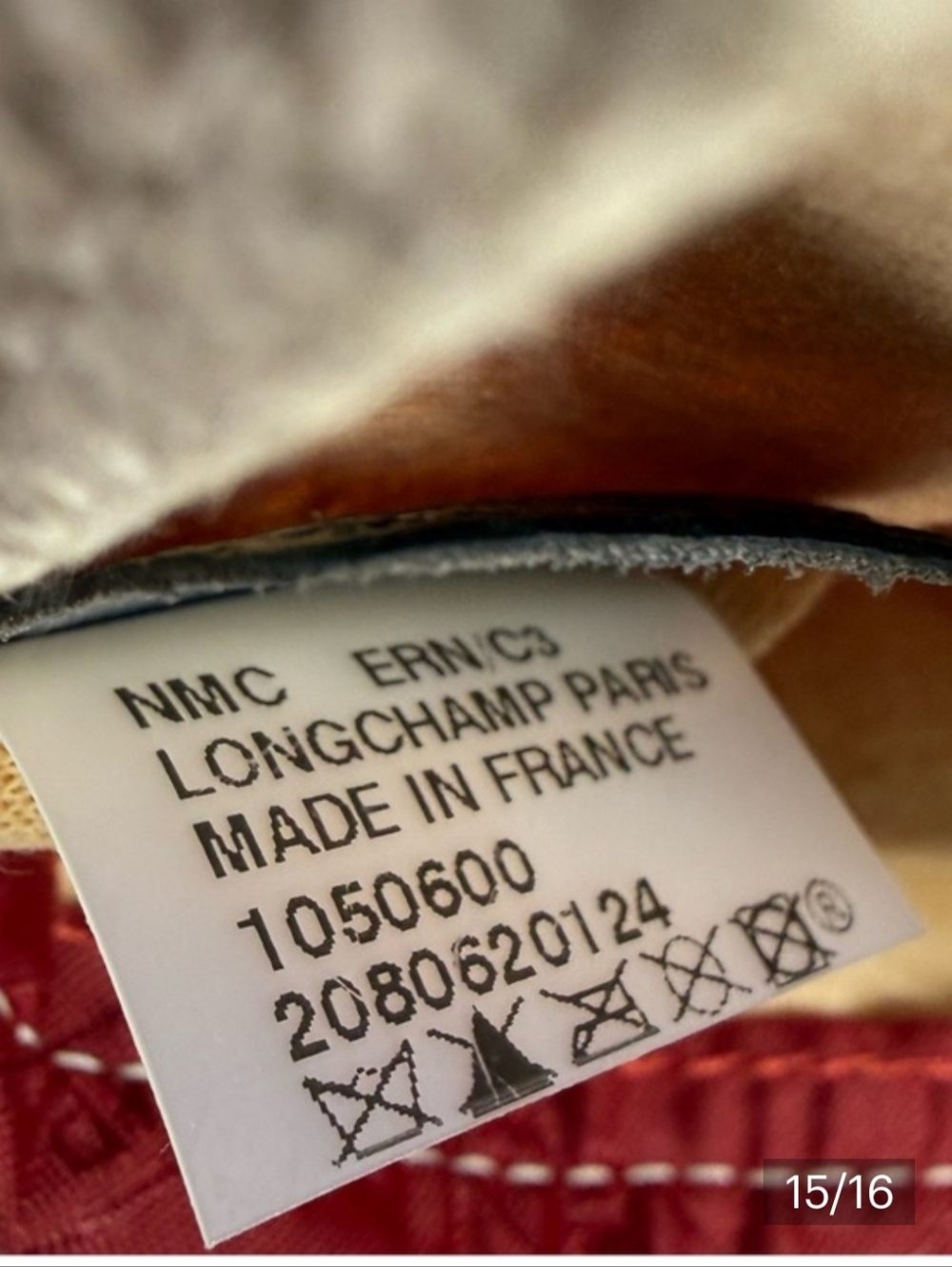 Longchamp Beige Canvas Tote with Black and Red Stripe - Picture 14 of 14